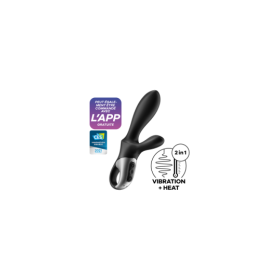 Vibromasseur rabbit noir USB, chauffant et connecté Heat Climax+  Satisfyer 